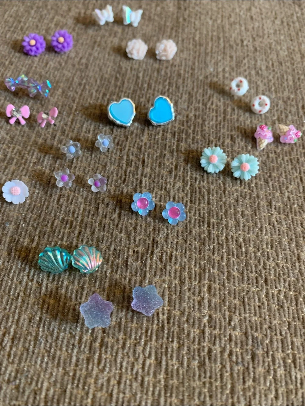 Assorted Girls' Pastel Stud 22 Pair Earring Set - Blue, Pink, Purple, White